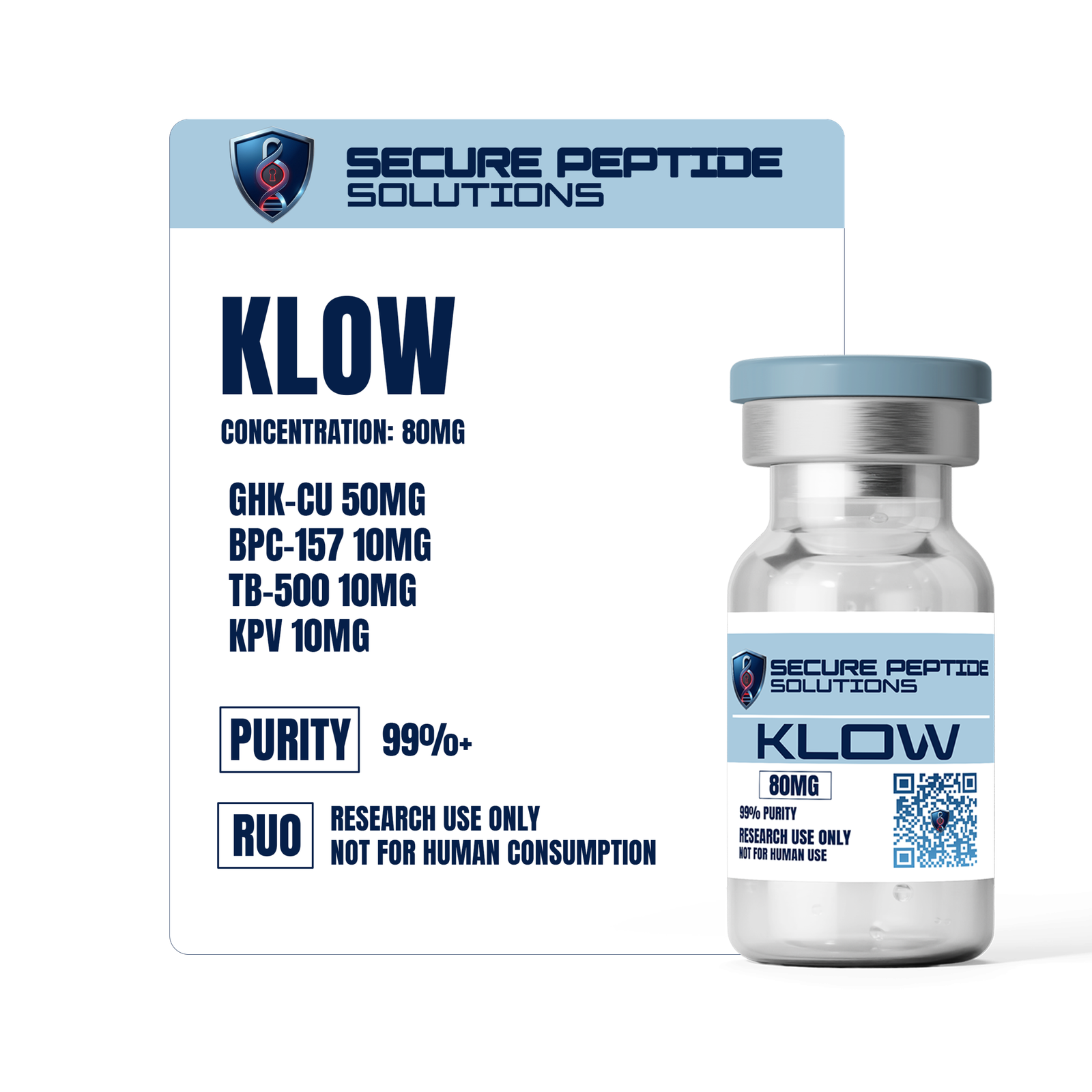 KLOW Blend (BPC-157 + TB-500 + GHK-Cu + KPV) | 80mg Lyophilized - Image 2